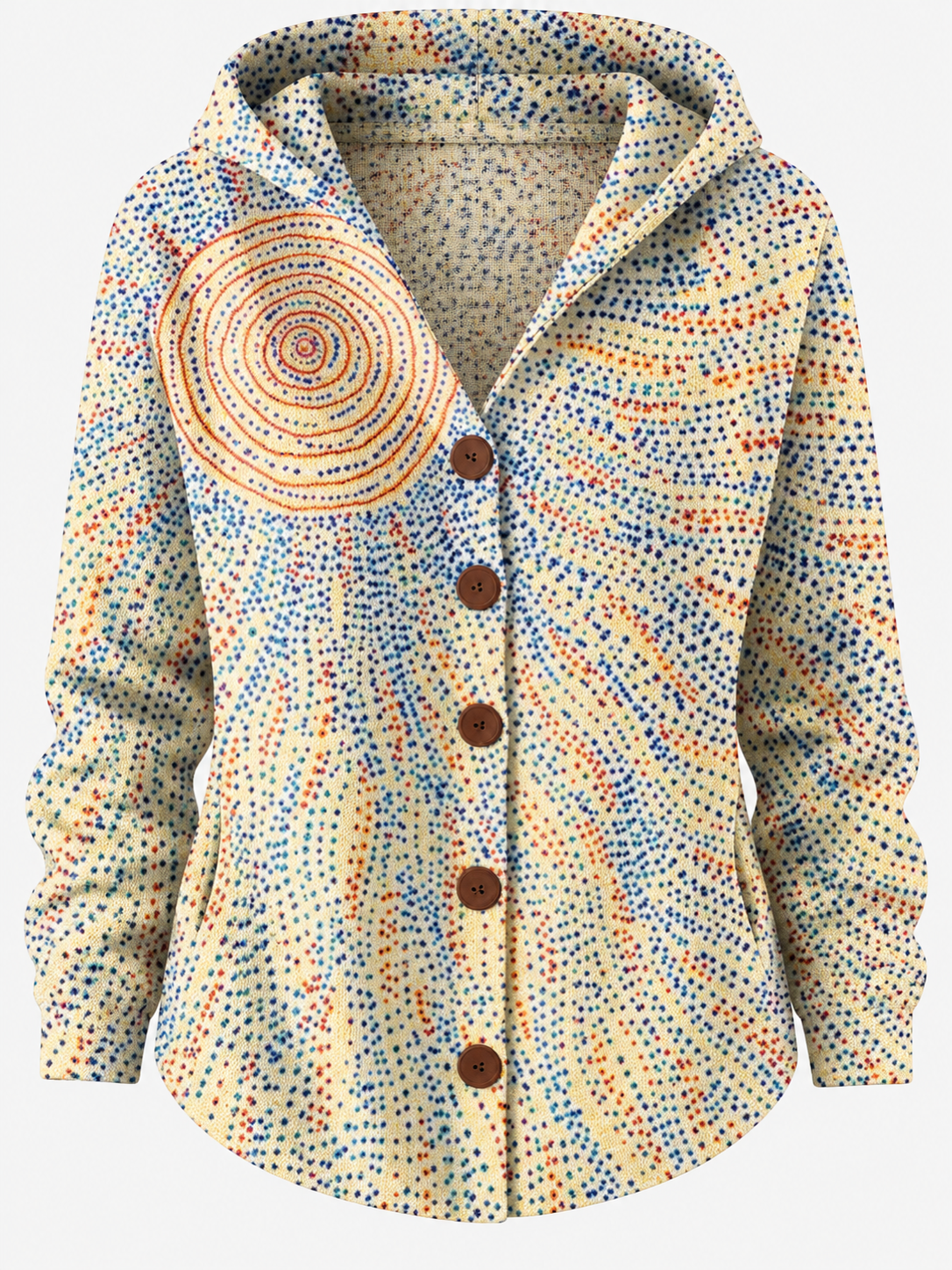 Women's Cosy Artistic Knit Long Cardigan - light yellow product