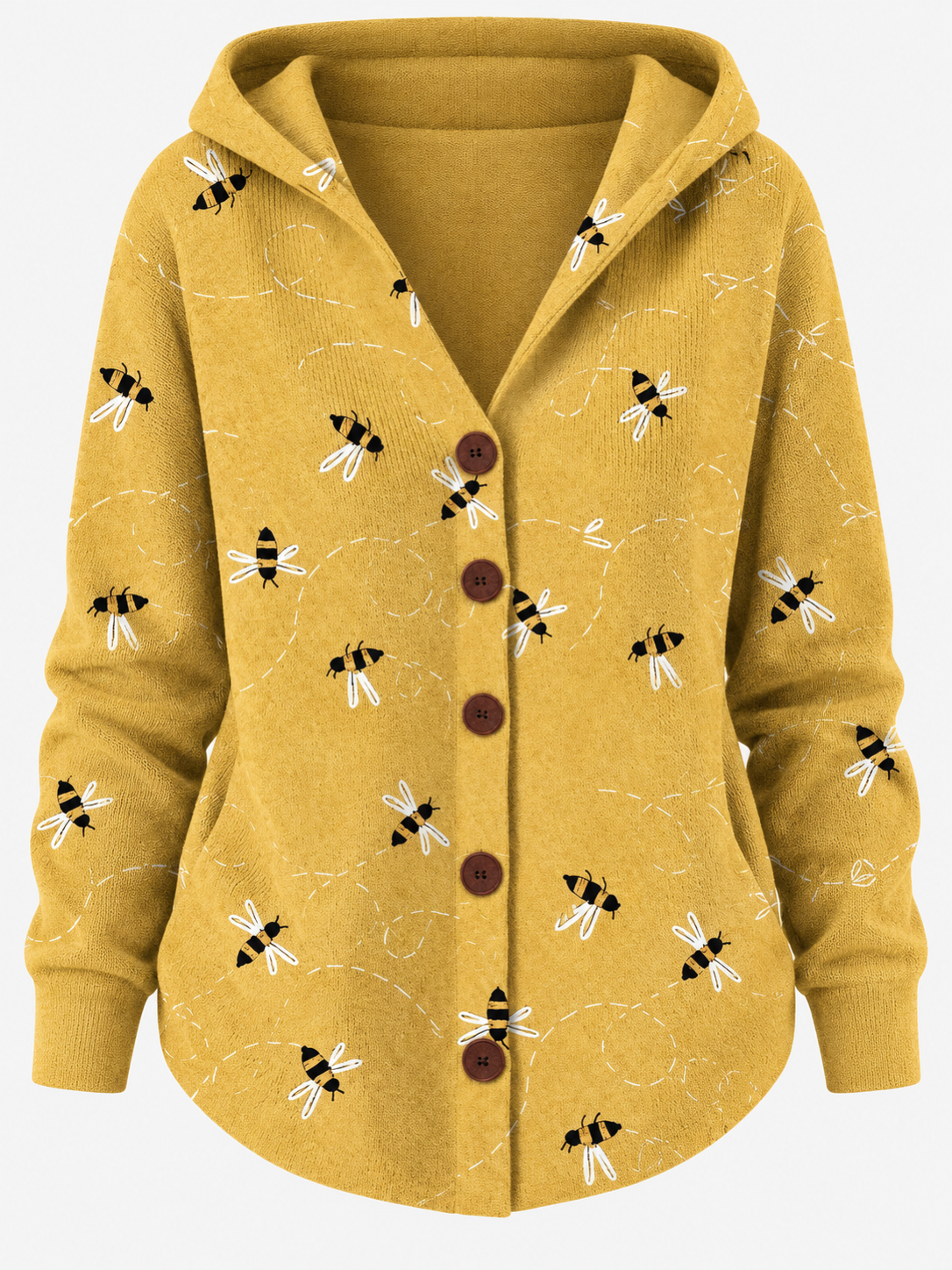 Women's Cosy Artistic Knit Long Cardigan - yellow product