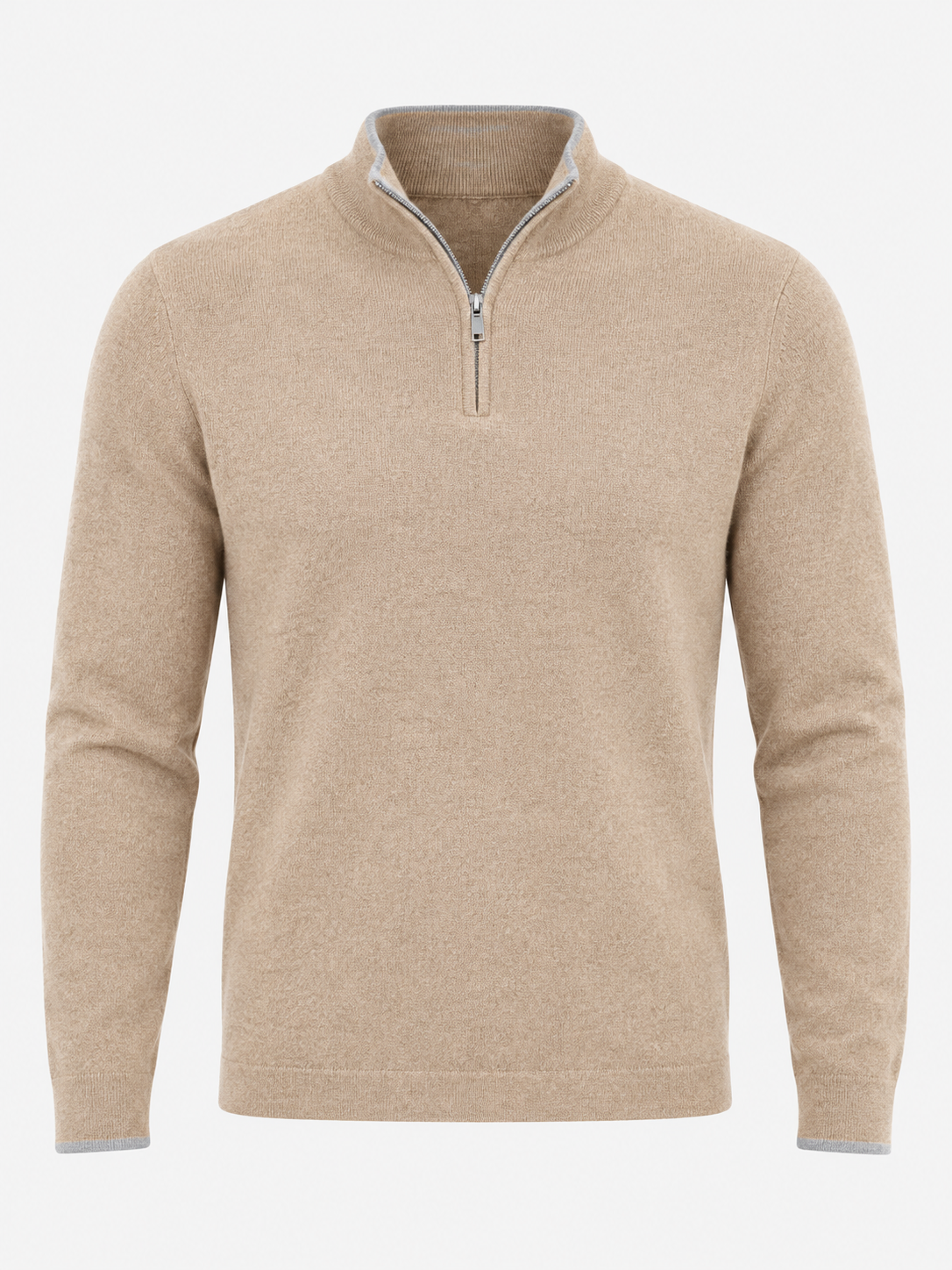 Men's Premium Knit Half Zip Jumper - beige product