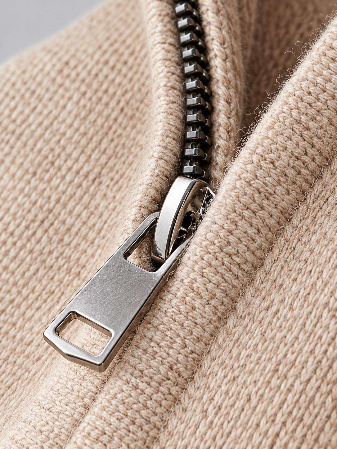Men's Premium Knit Half Zip Jumper - beige detail