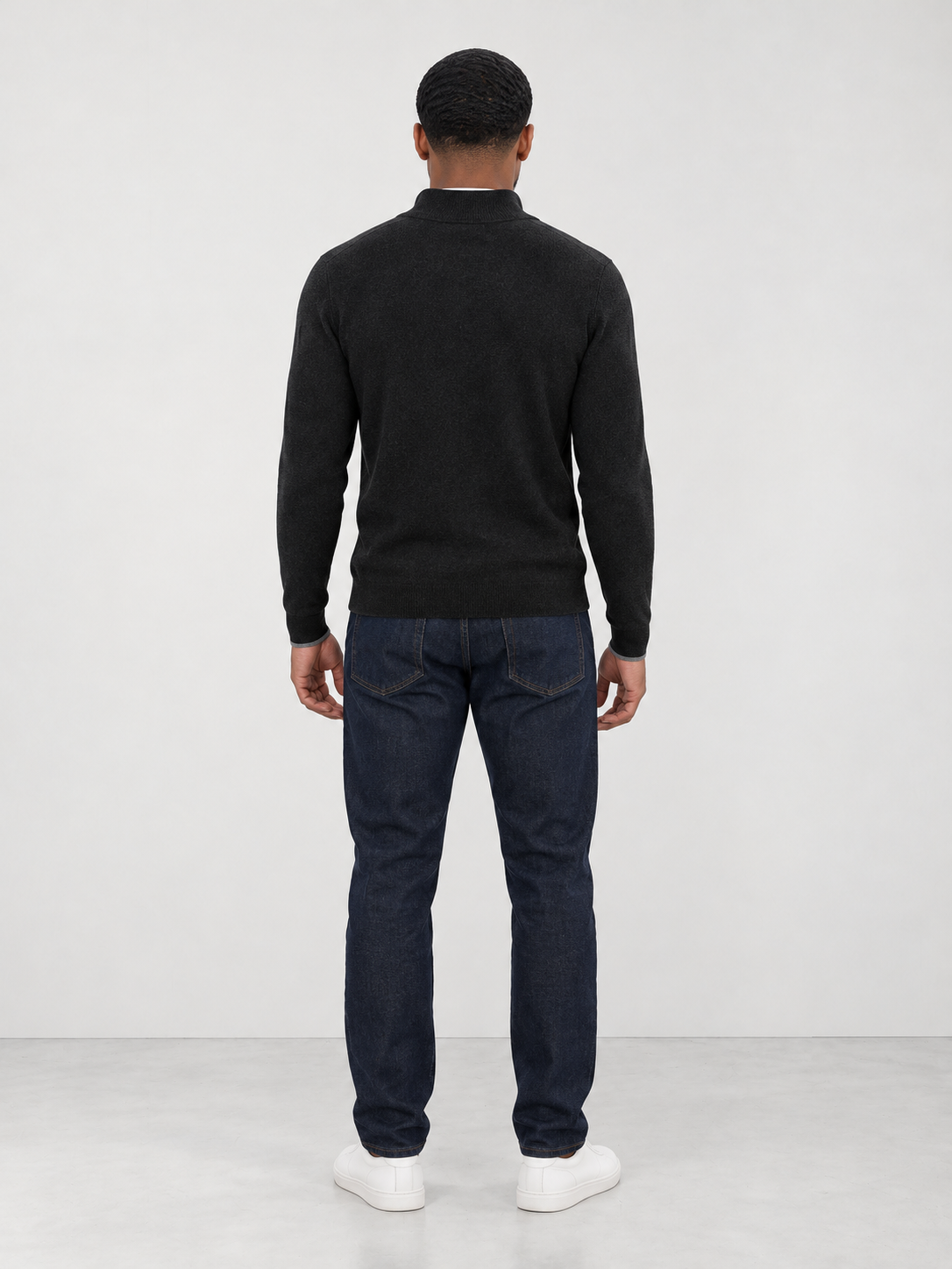 Men's Premium Knit Half Zip Jumper - black back