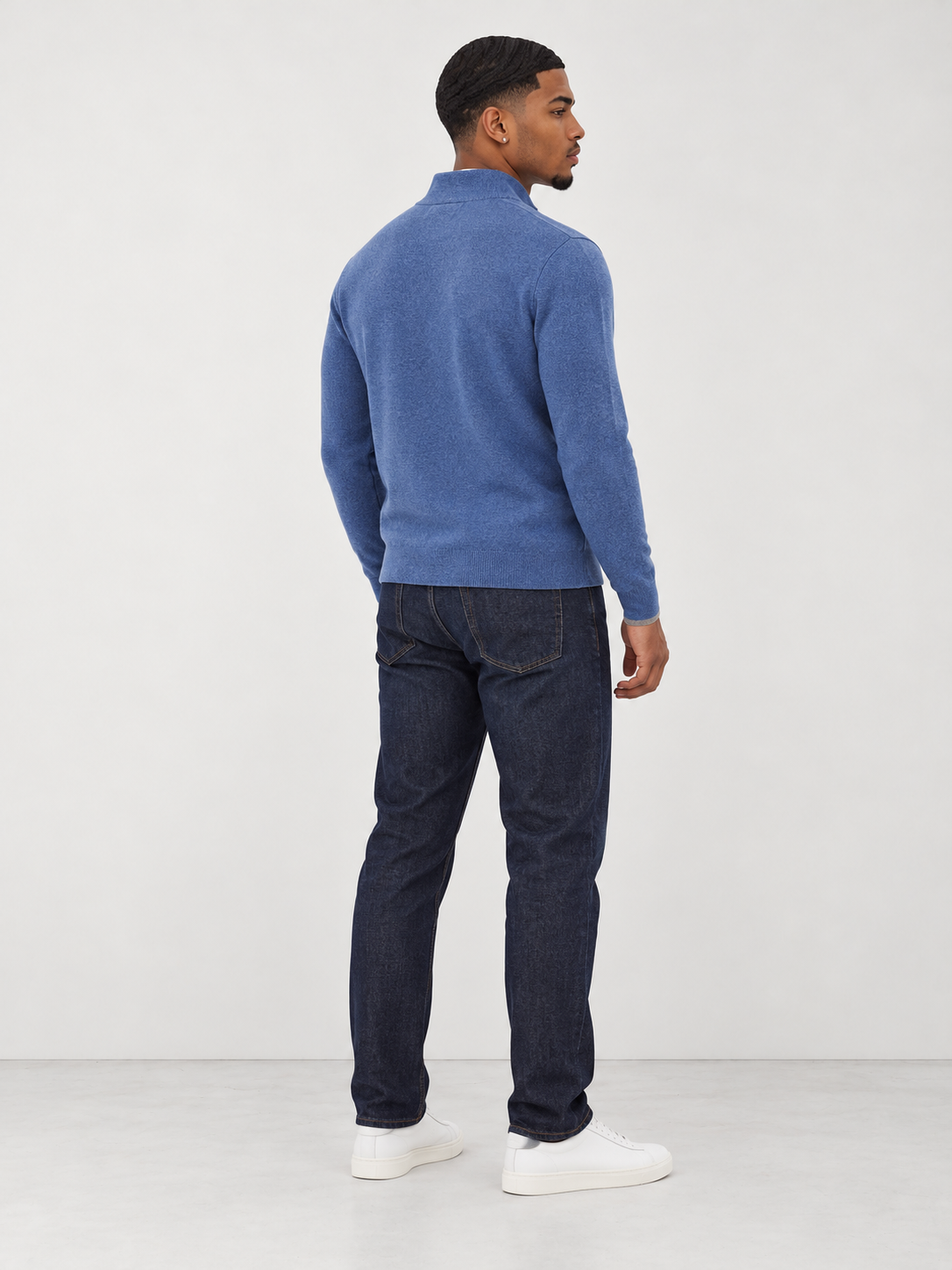 Men's Premium Knit Half Zip Jumper - blue back