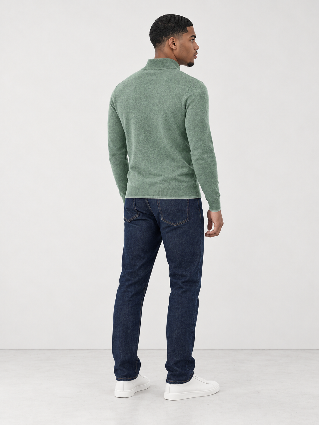 Men's Premium Knit Half Zip Jumper - green back