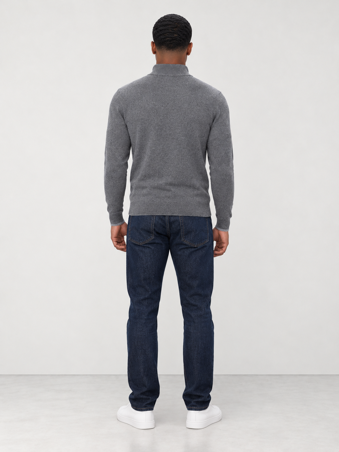 Men's Premium Knit Half Zip Jumper - grey back