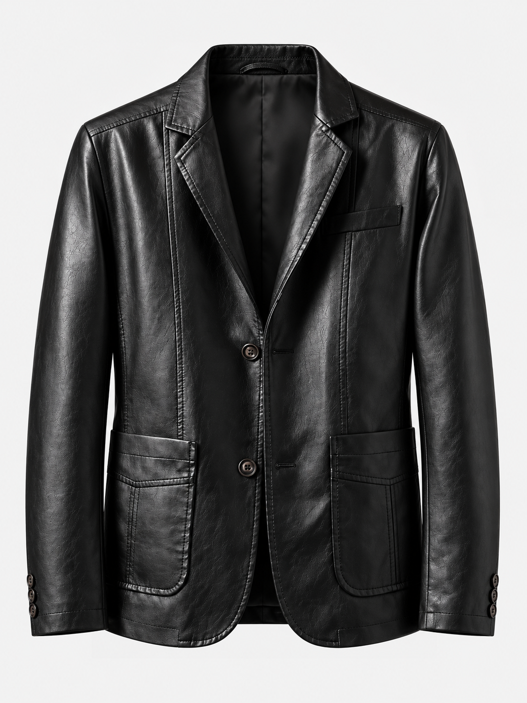 Men's Tailored Fit Faux Leather Jacket - black product