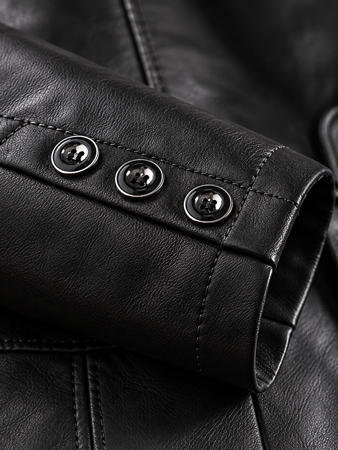Men's Tailored Fit Faux Leather Jacket - black detail