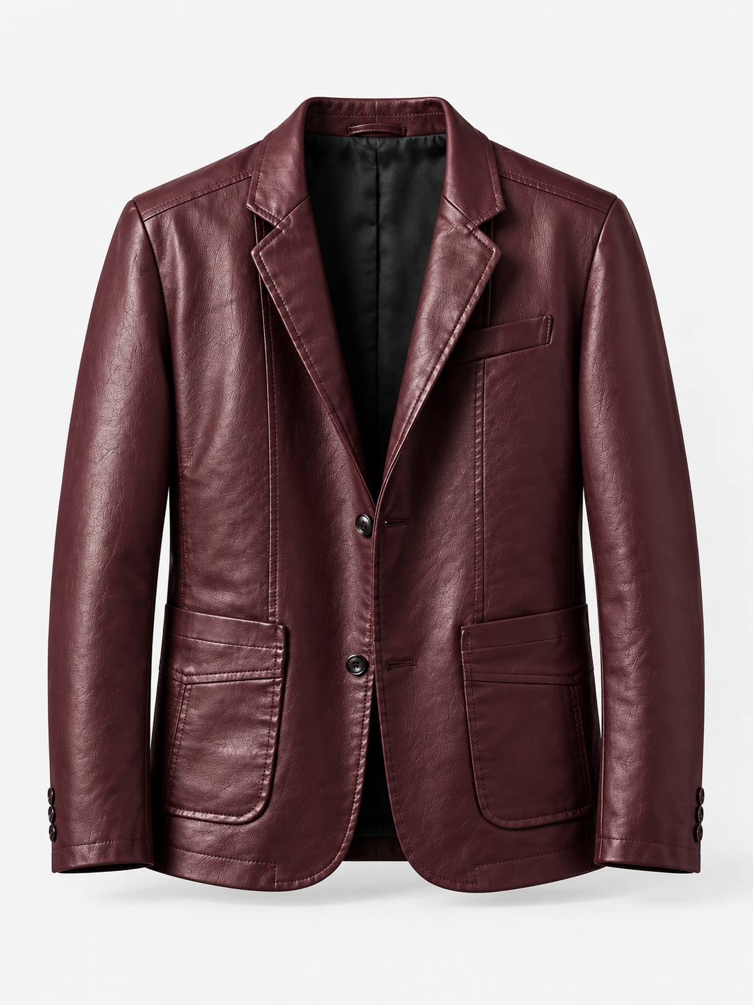 Men's Tailored Fit Faux Leather Jacket - burgundy product
