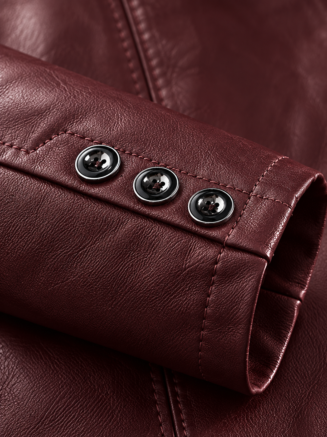 Men's Tailored Fit Faux Leather Jacket - burgundy detail