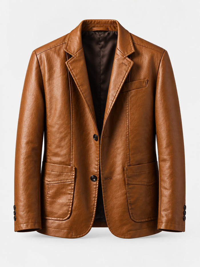 Men's Tailored Fit Faux Leather Jacket