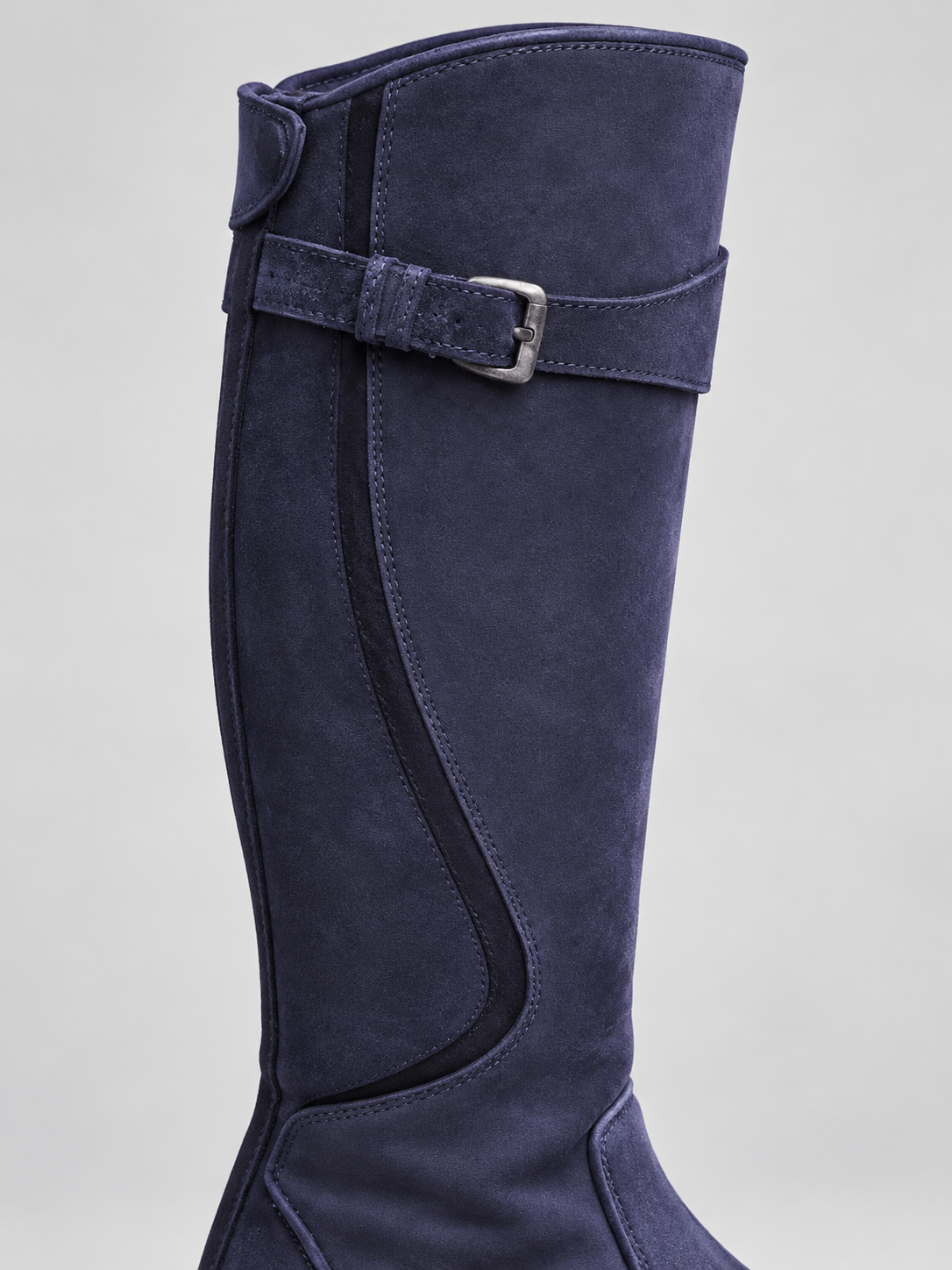 Women's Buckle Strap Knee High Boots - purple detail