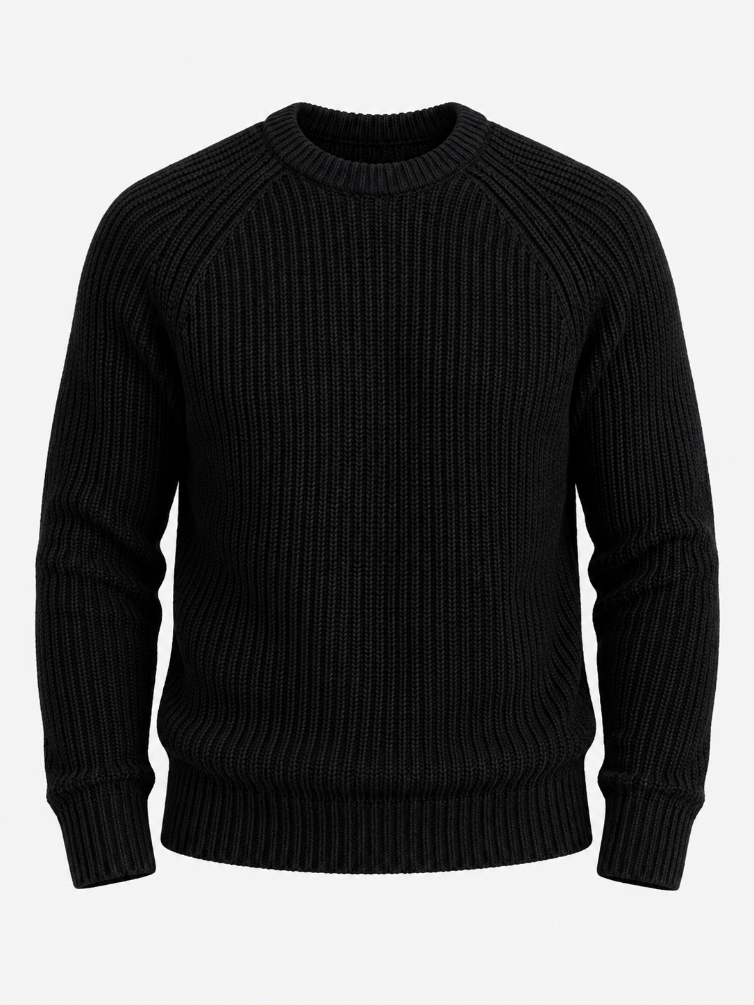 Men's Heavyweight Rib Knit Fisherman Jumper - black product