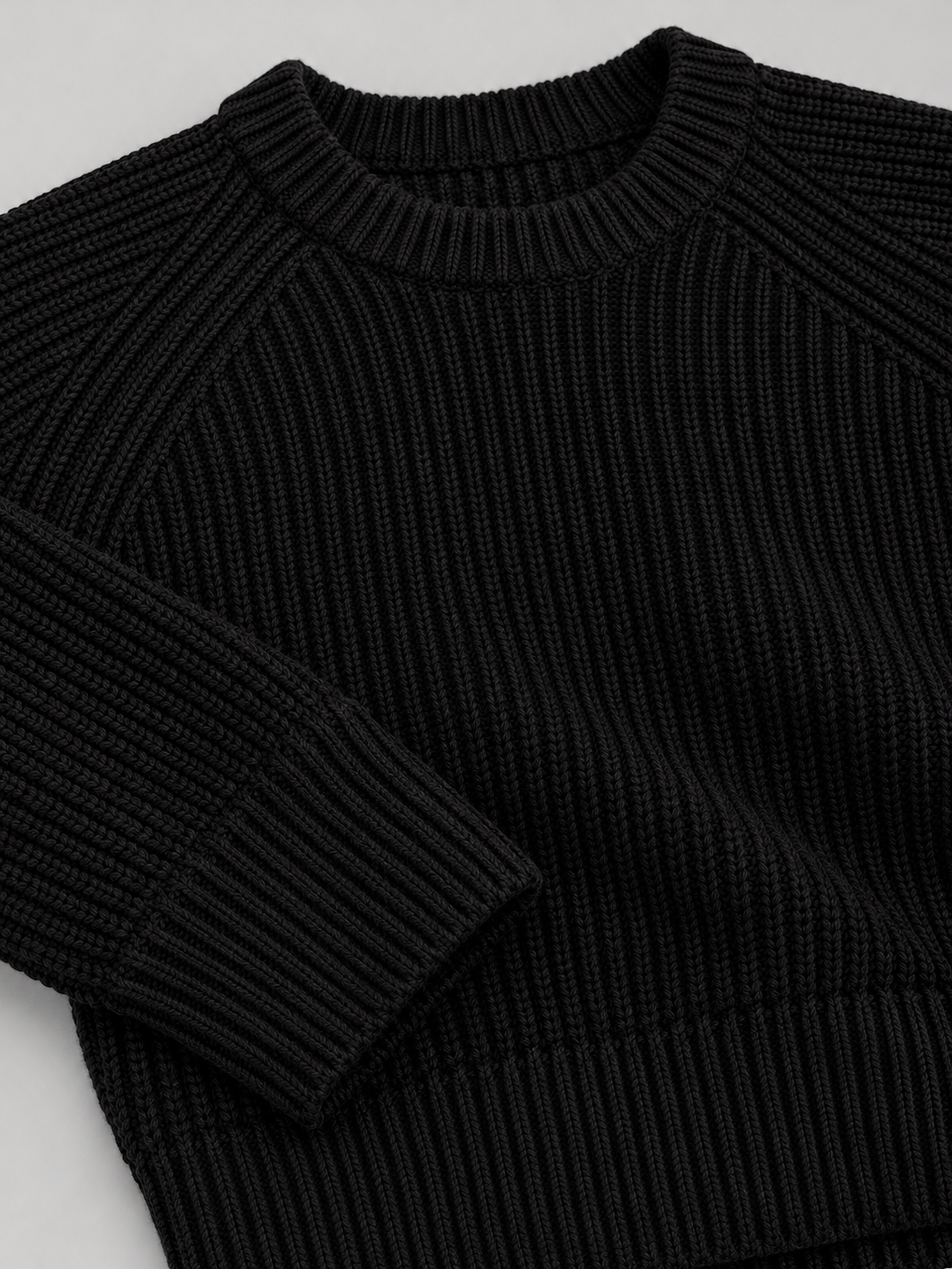 Men's Heavyweight Rib Knit Fisherman Jumper - black detail