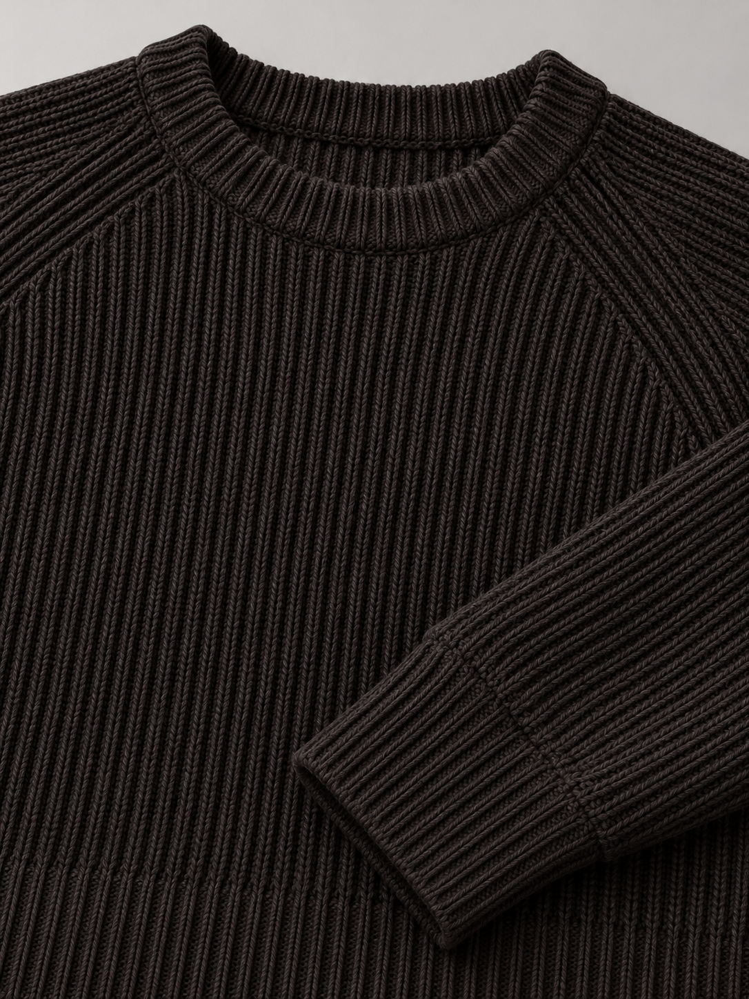 Men's Heavyweight Rib Knit Fisherman Jumper - brown detail