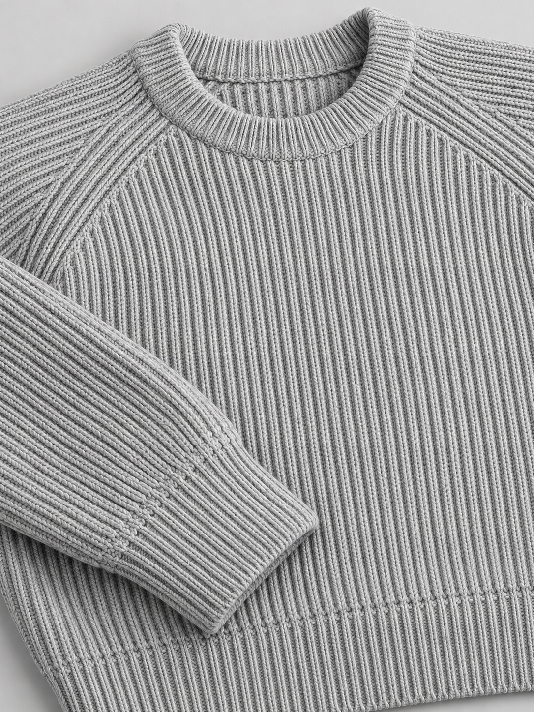Men's Heavyweight Rib Knit Fisherman Jumper - grey detail