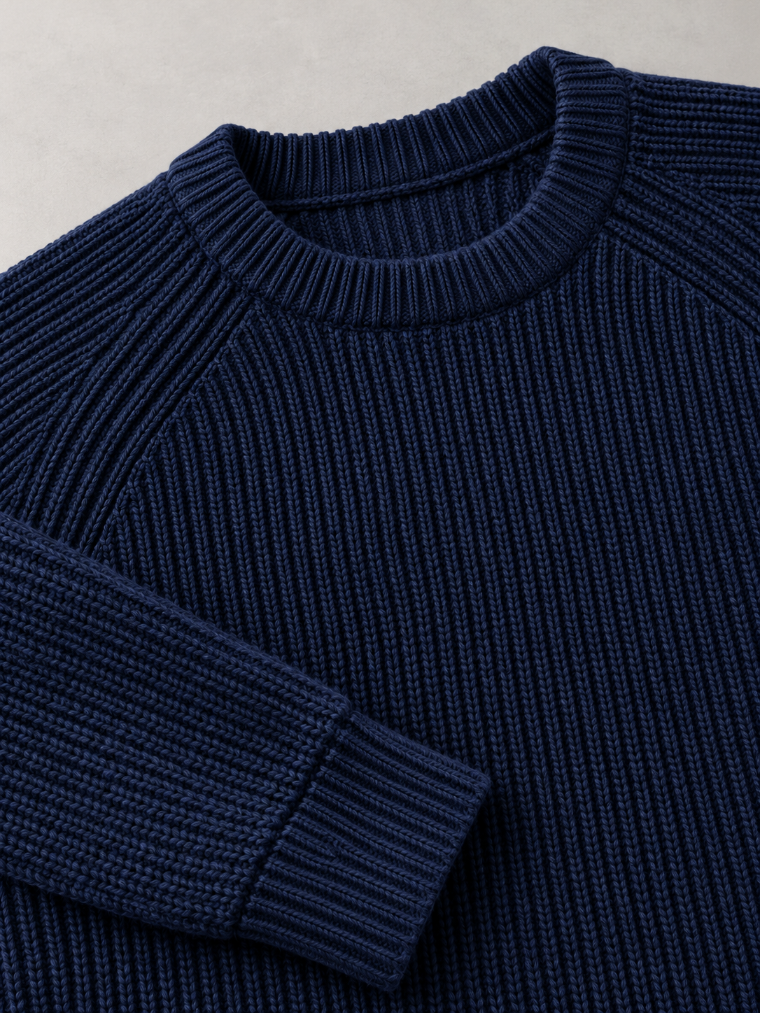 Men's Heavyweight Rib Knit Fisherman Jumper - navy detail