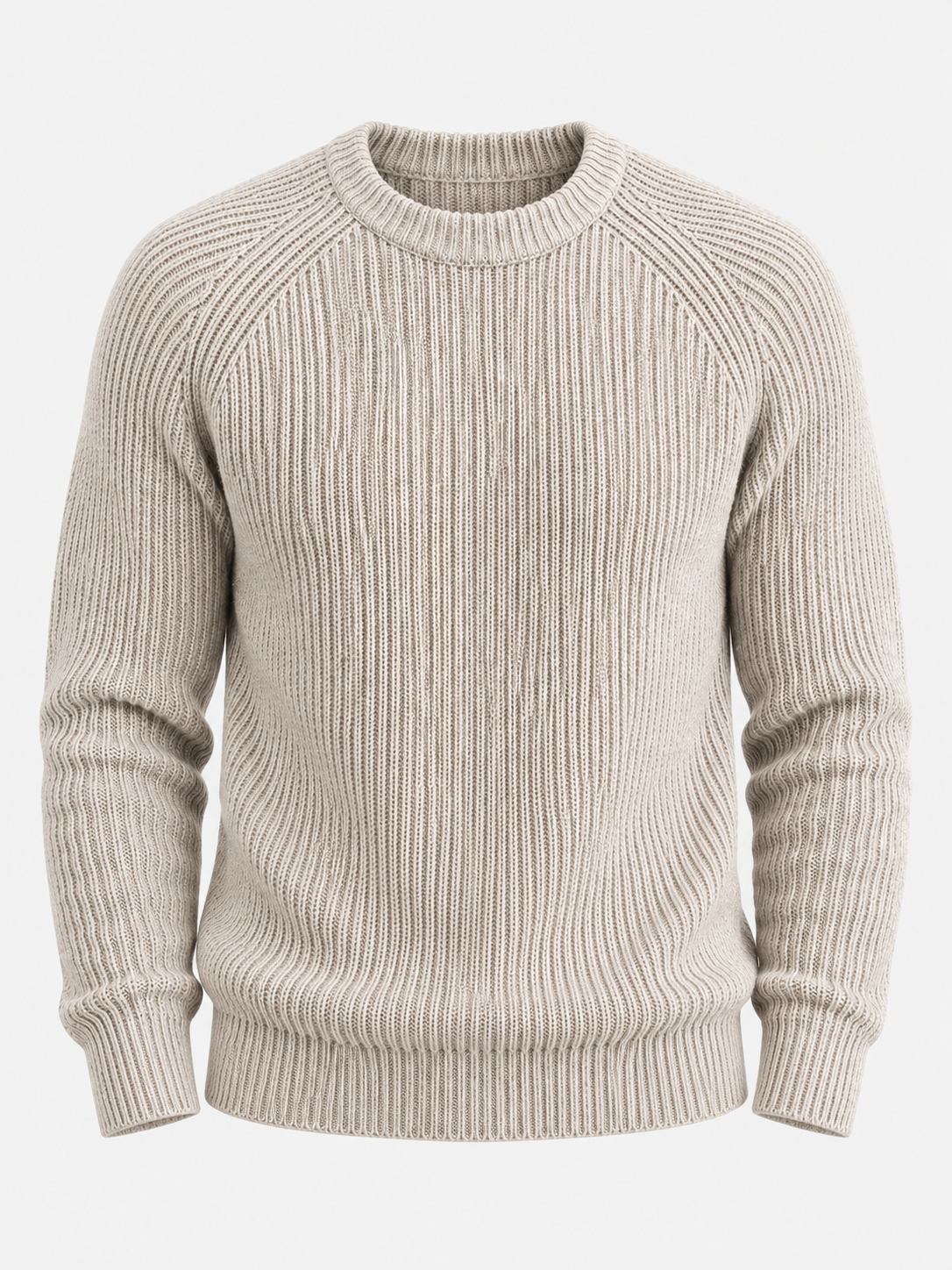 Men's Heavyweight Rib Knit Fisherman Jumper - stone product
