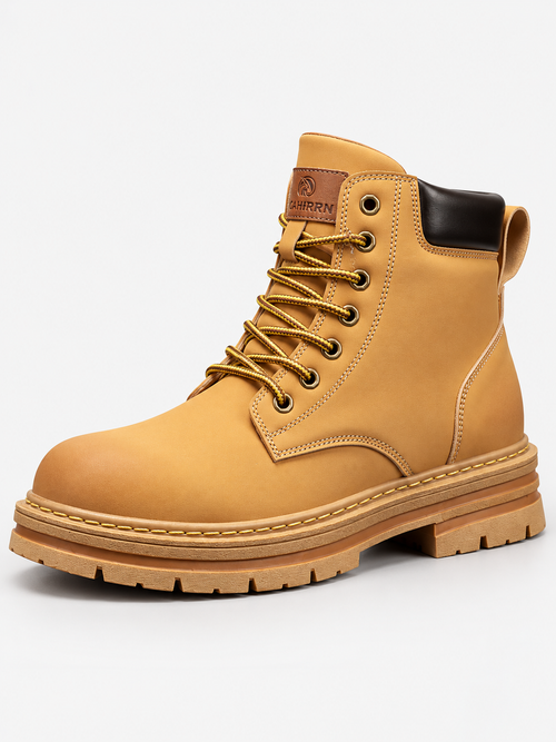 Men's Durable Leather-Look Lace Up Boots - tan product