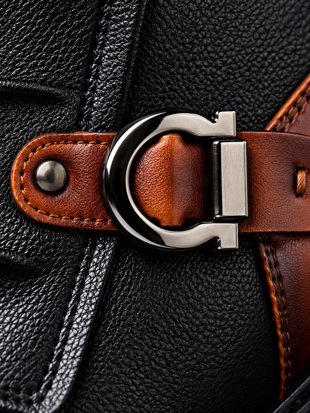 Men's Leather-Look Boots - cognac brown detail