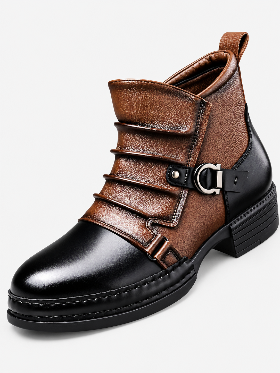 Men's Leather-Look Boots - oak brown product