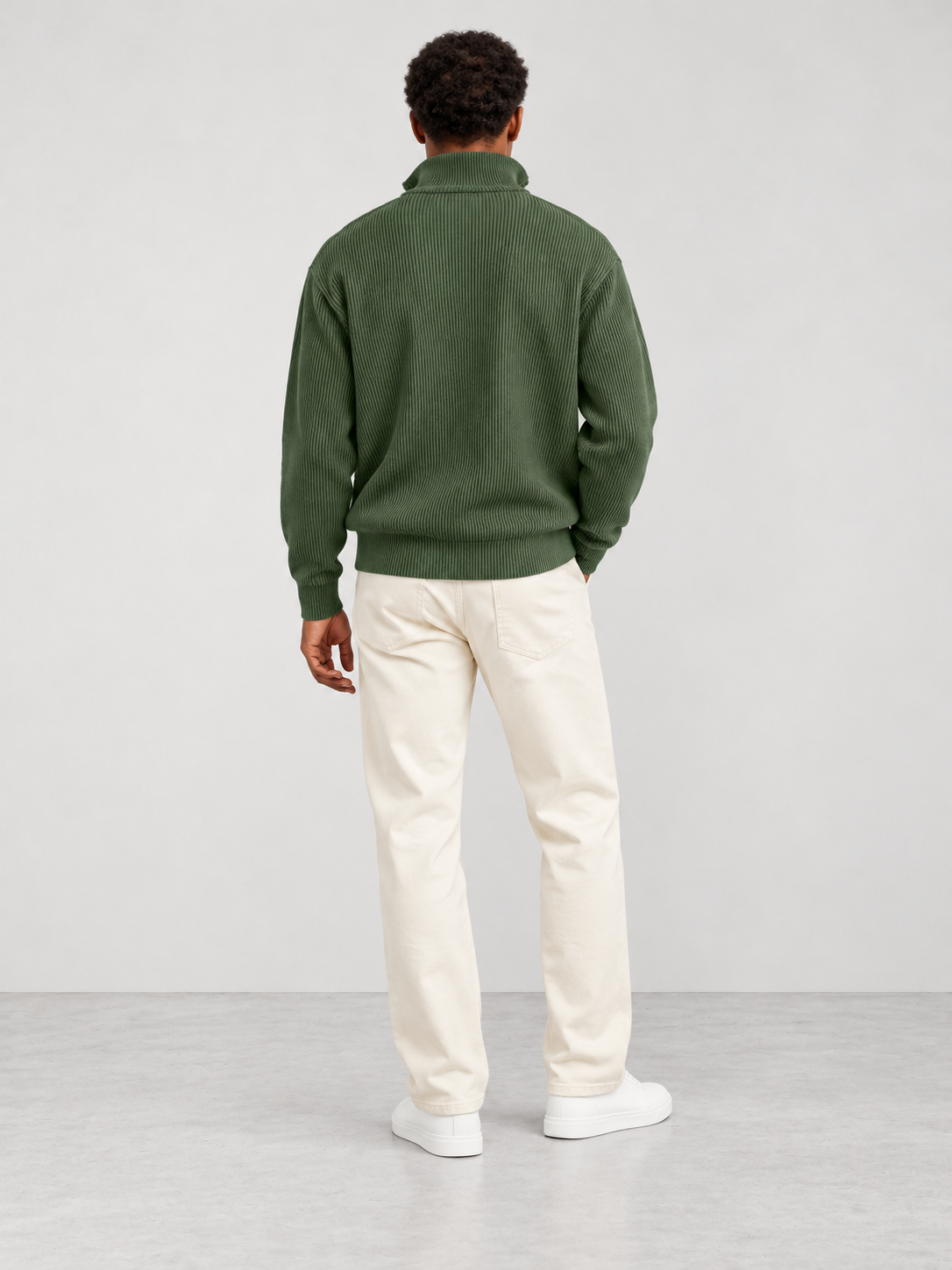 Men's Trendy Knit Jumper - army green back