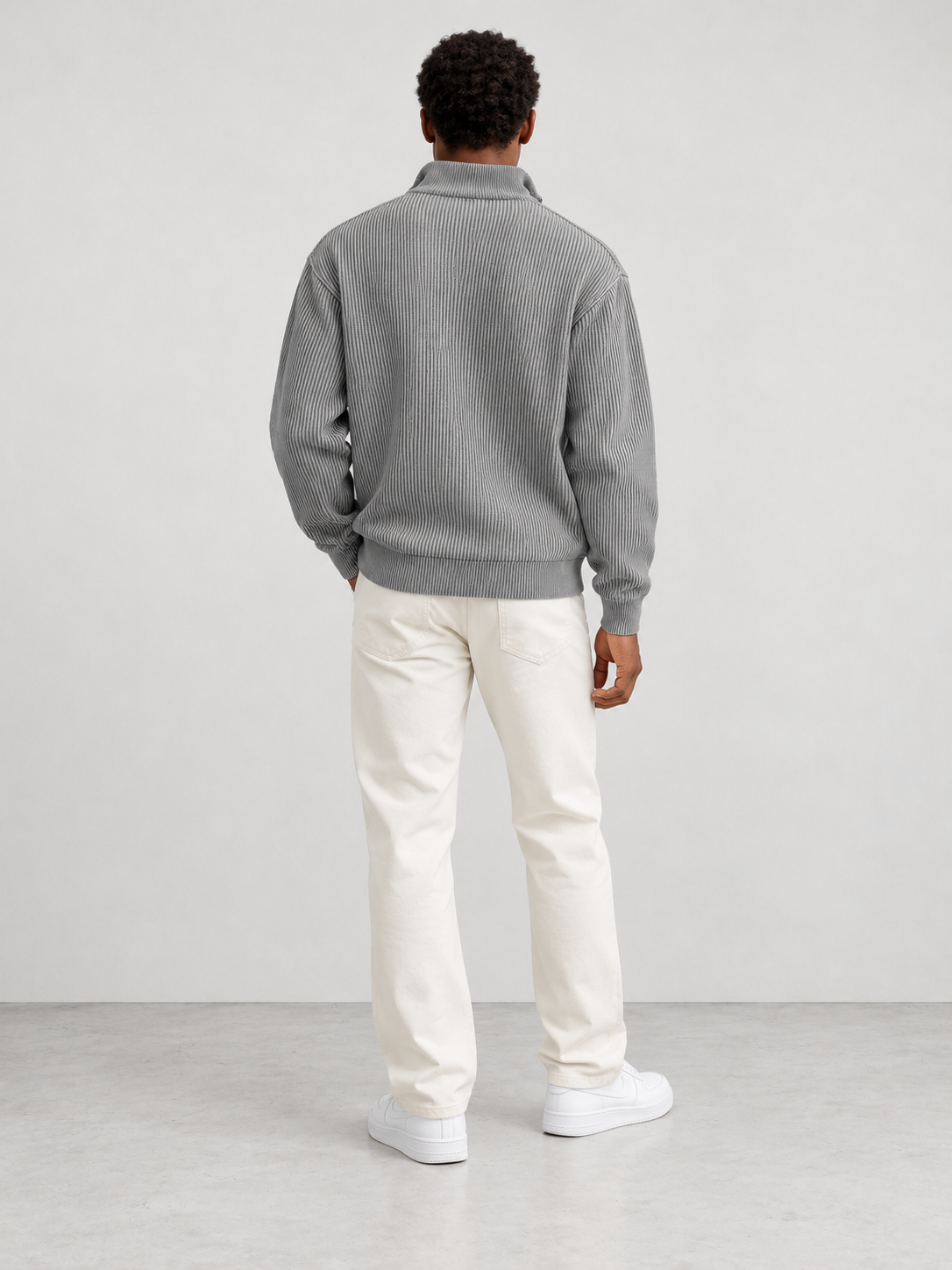 Men's Trendy Knit Jumper - grey back