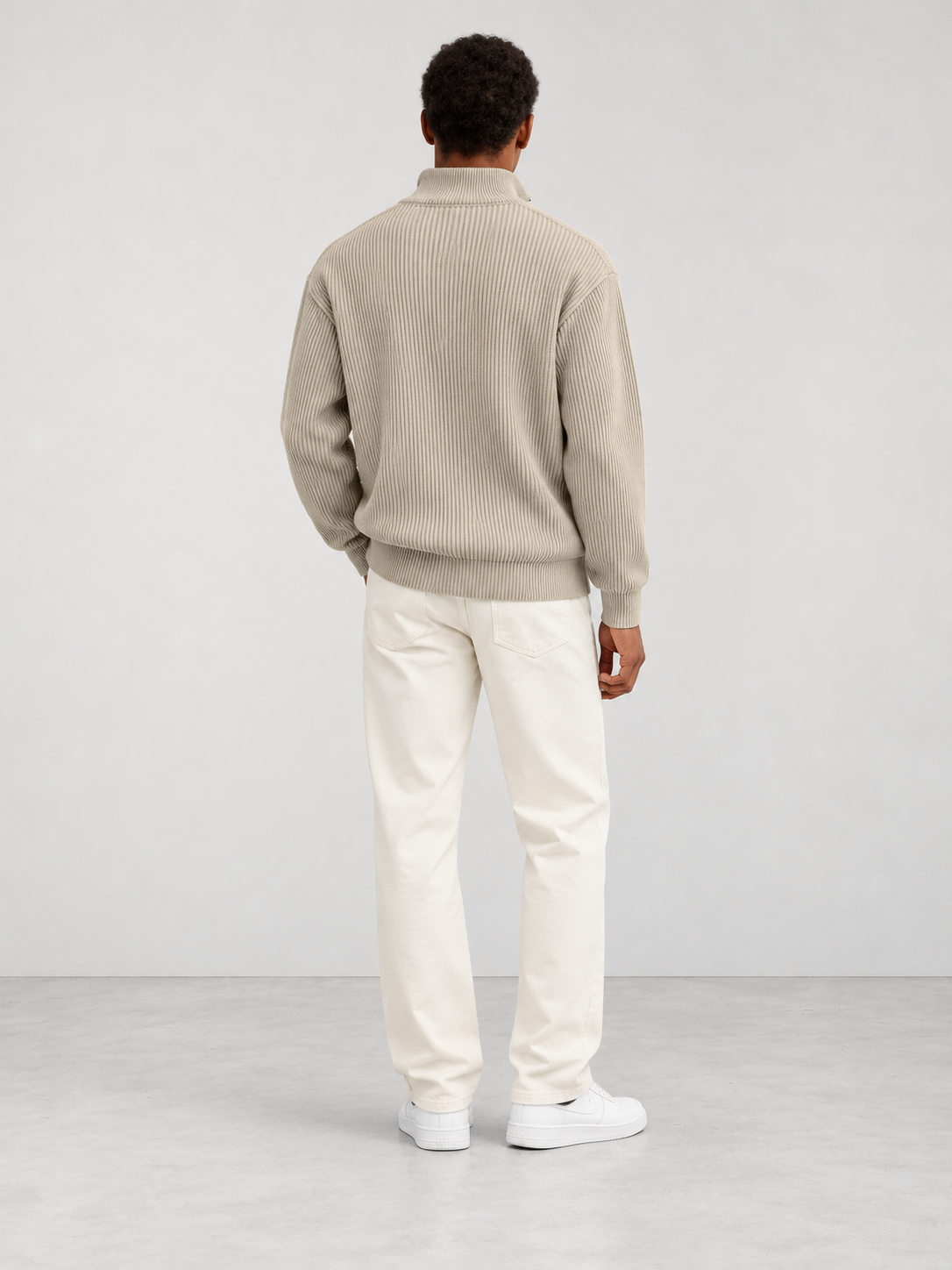Men's Trendy Knit Jumper - khaki back