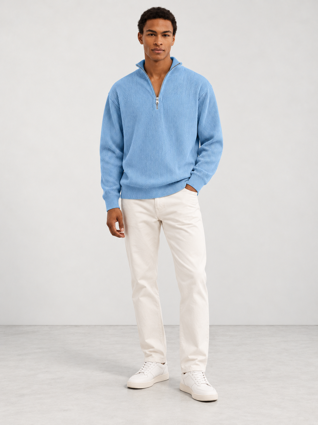 Men's Trendy Knit Jumper - light blue model