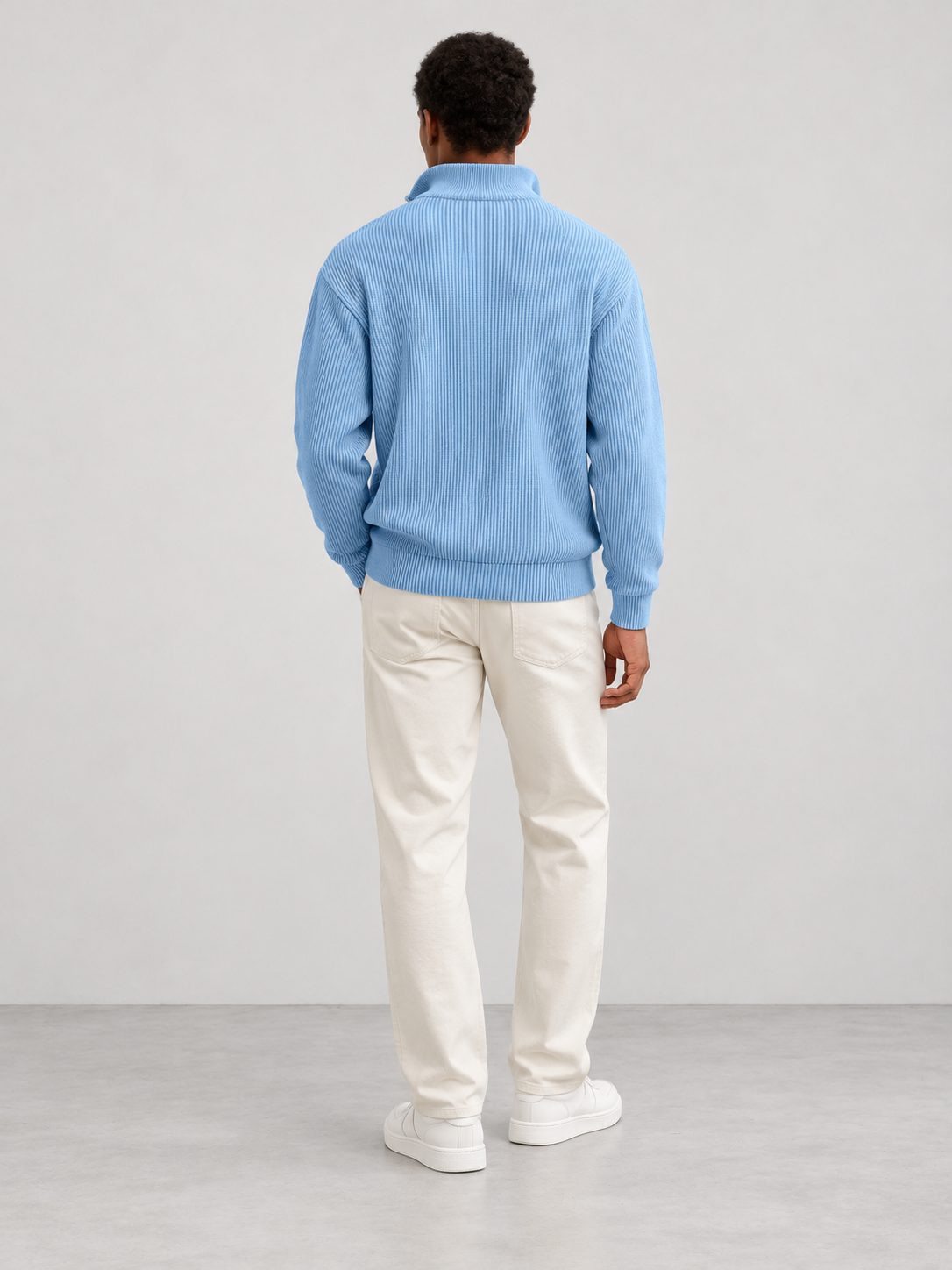 Men's Trendy Knit Jumper - light blue back