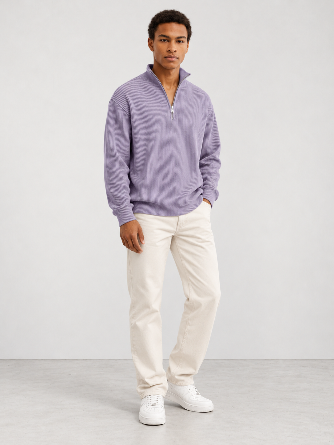 Men's Trendy Knit Jumper - lilac model
