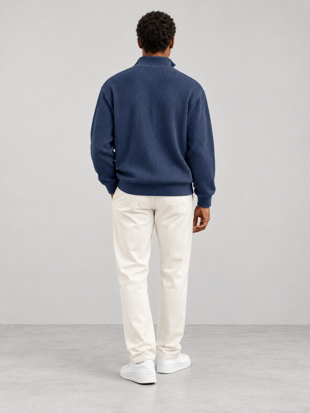 Men's Trendy Knit Jumper - navy back