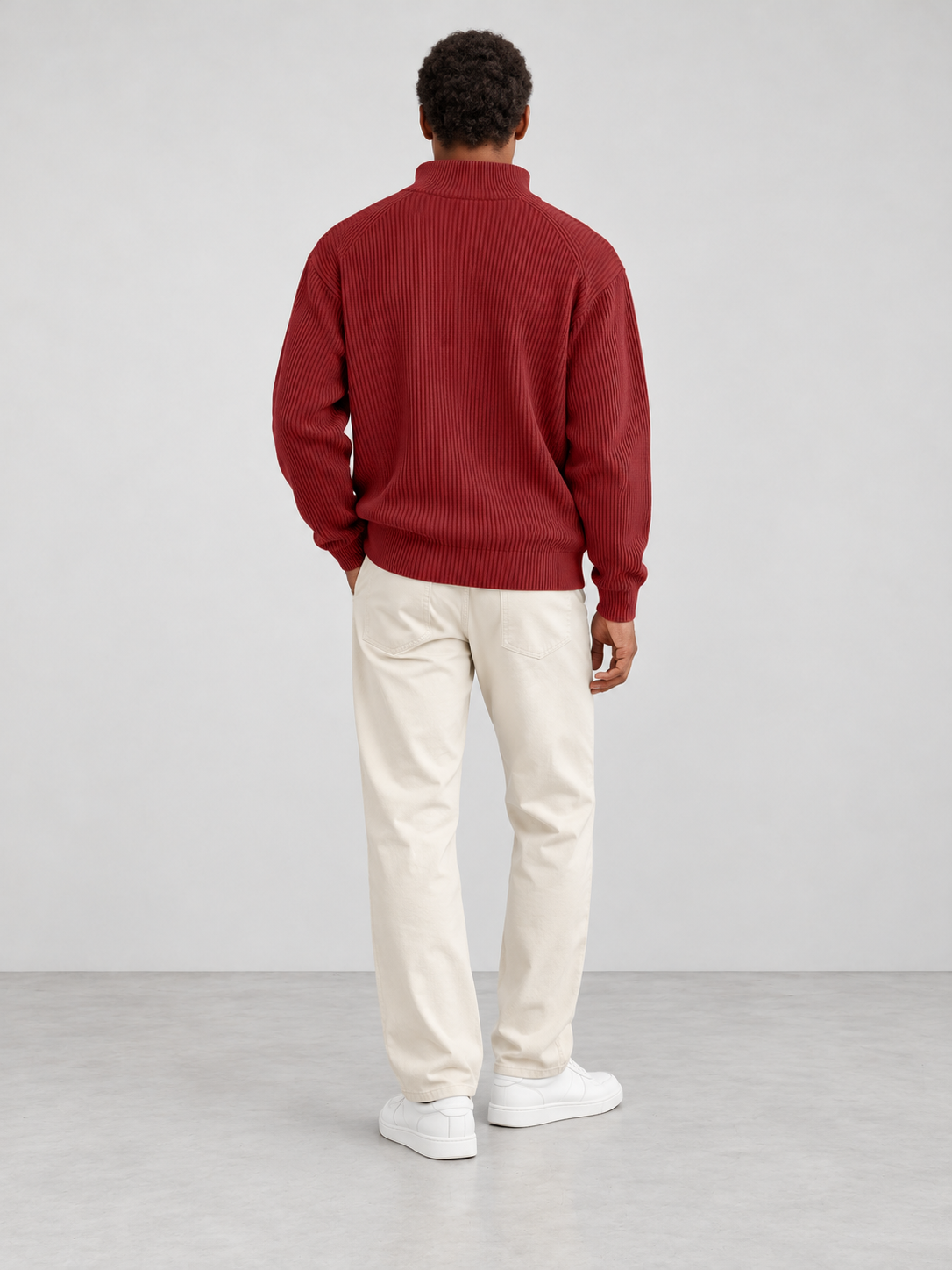 Men's Trendy Knit Jumper - red back