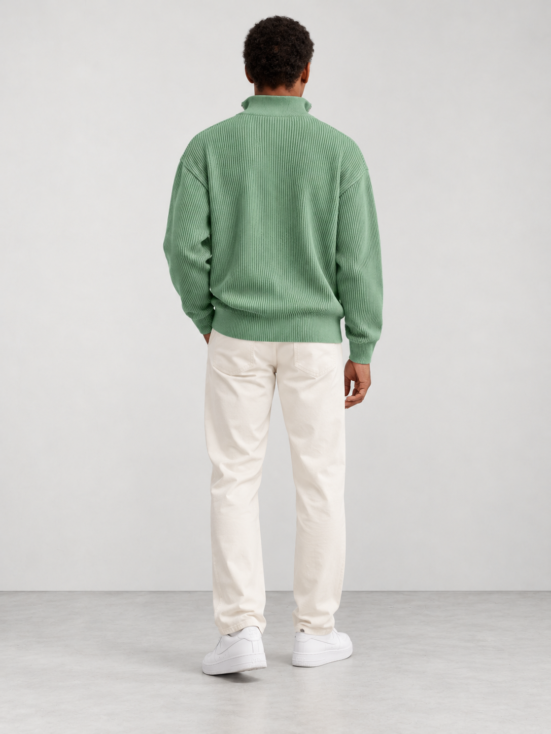 Men's Trendy Knit Jumper - sage green back