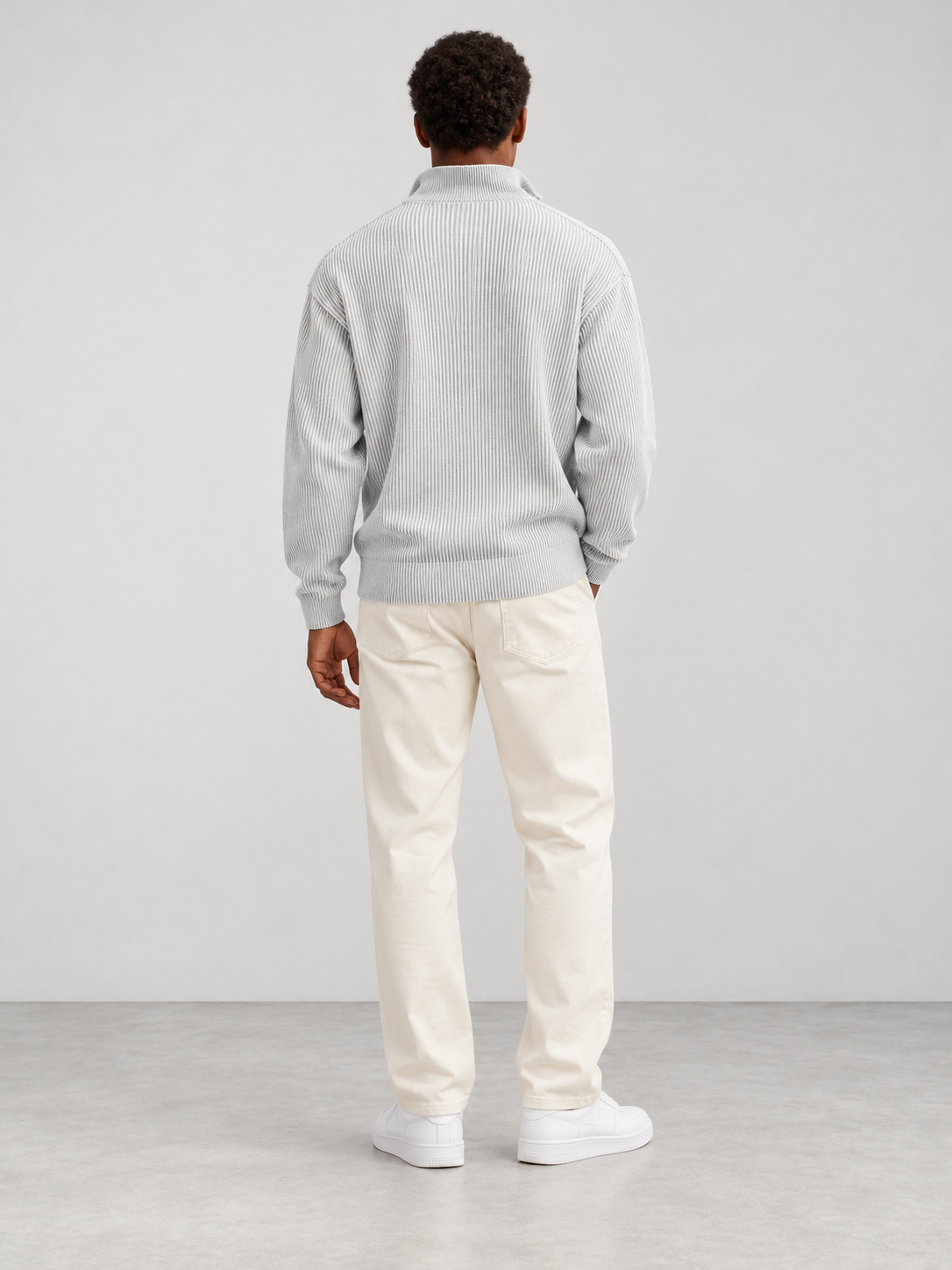 Men's Trendy Knit Jumper - white back