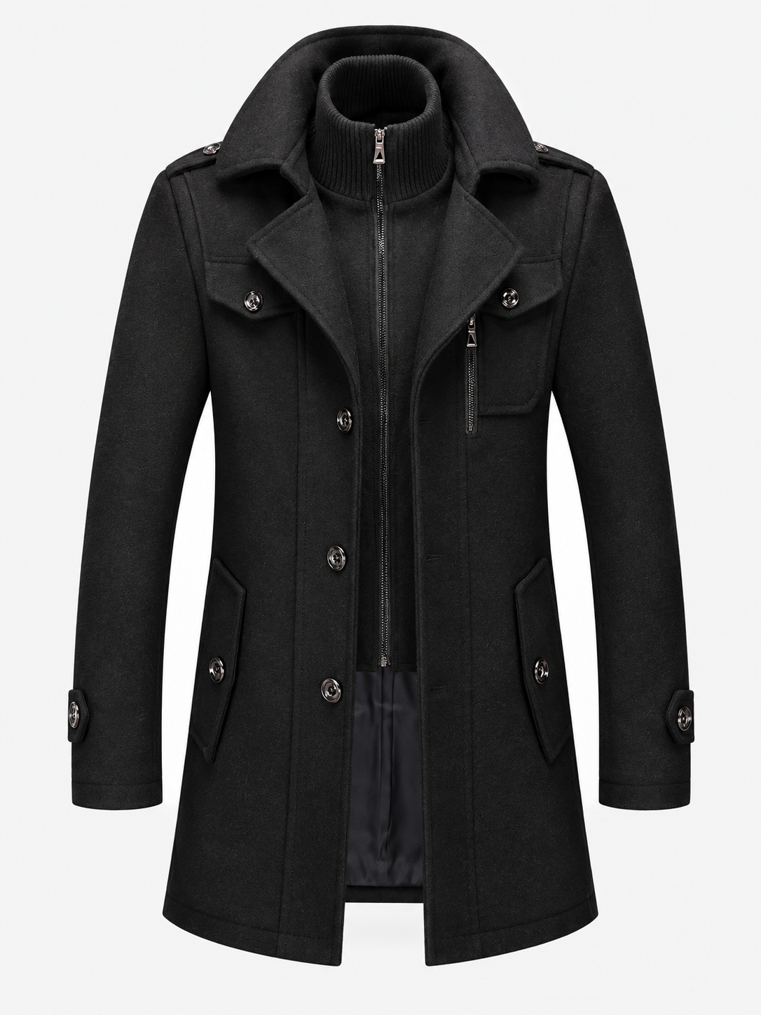 Men's Two Piece Layered Coat - black product