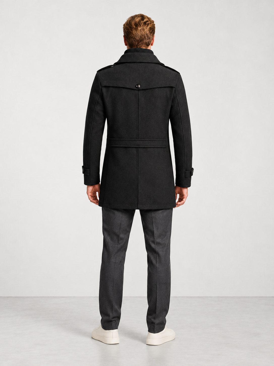 Men's Two Piece Layered Coat - black back