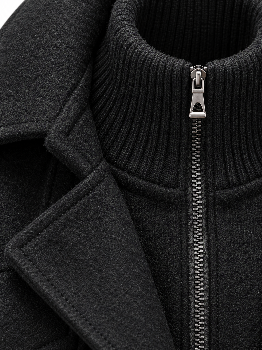 Men's Two Piece Layered Coat - black detail