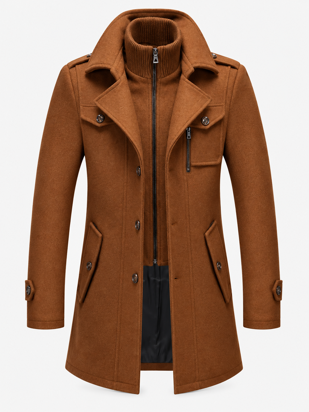 Men's Two Piece Layered Coat - camel product