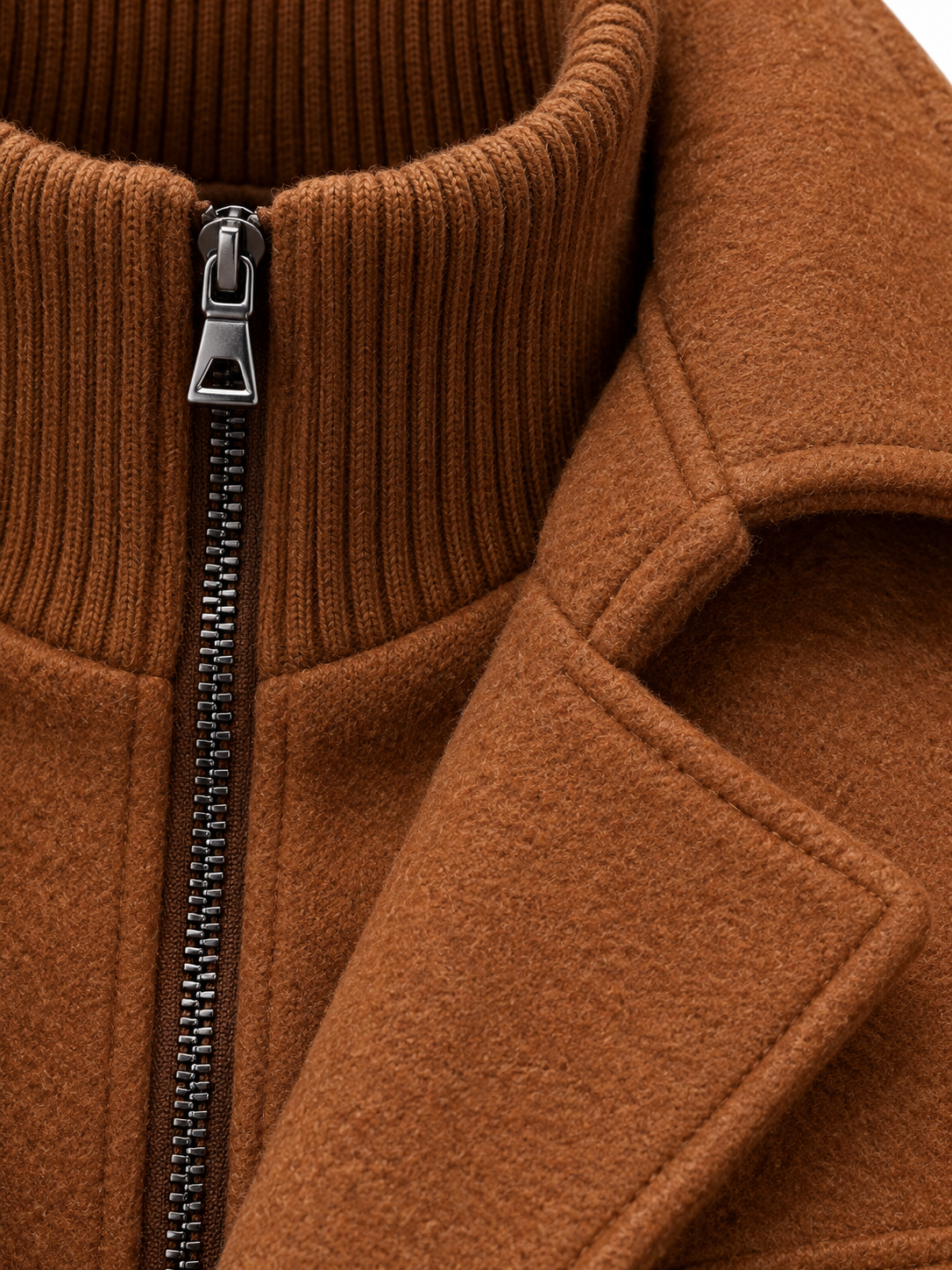 Men's Two Piece Layered Coat - camel detail