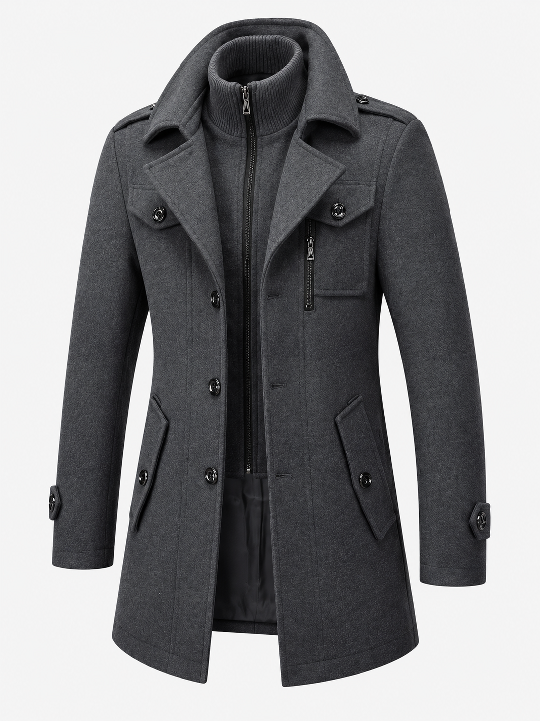 Men's Two Piece Layered Coat - grey product