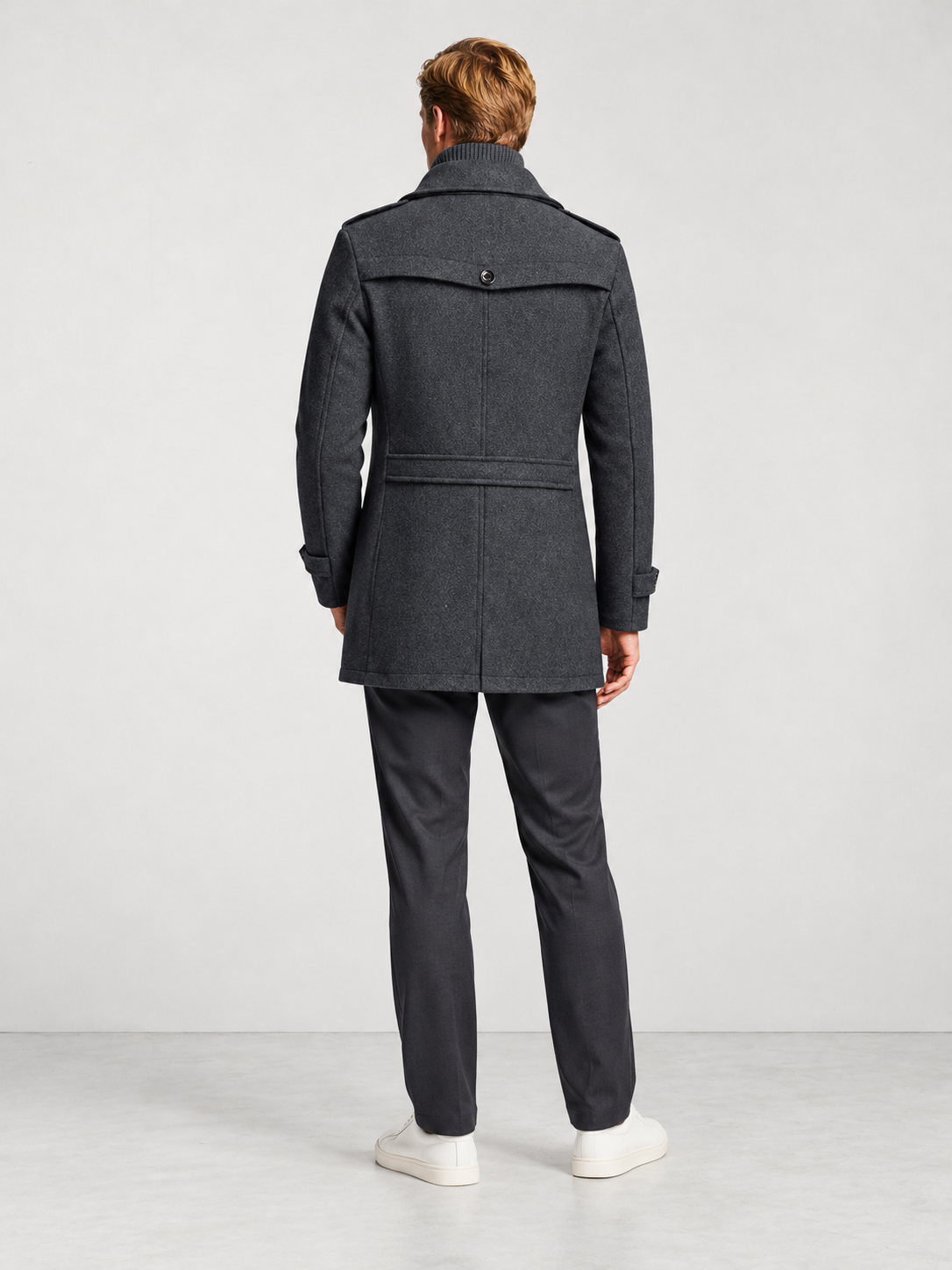 Men's Two Piece Layered Coat - grey back