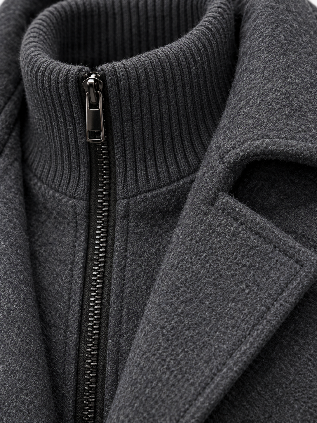 Men's Two Piece Layered Coat - grey detail