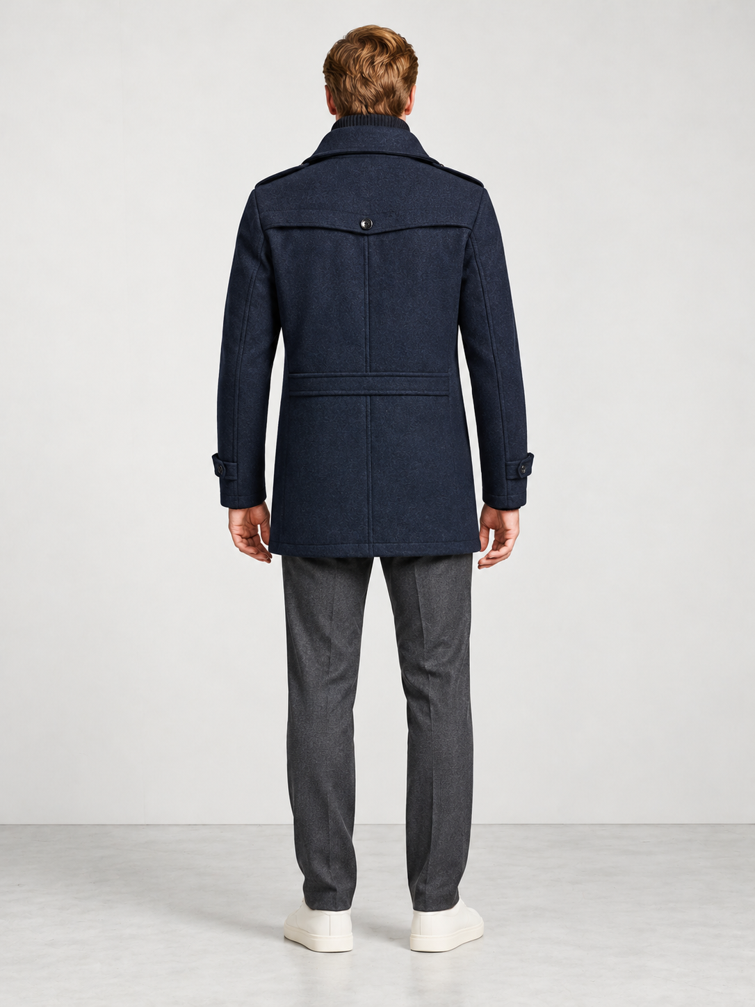 Men's Two Piece Layered Coat - navy back