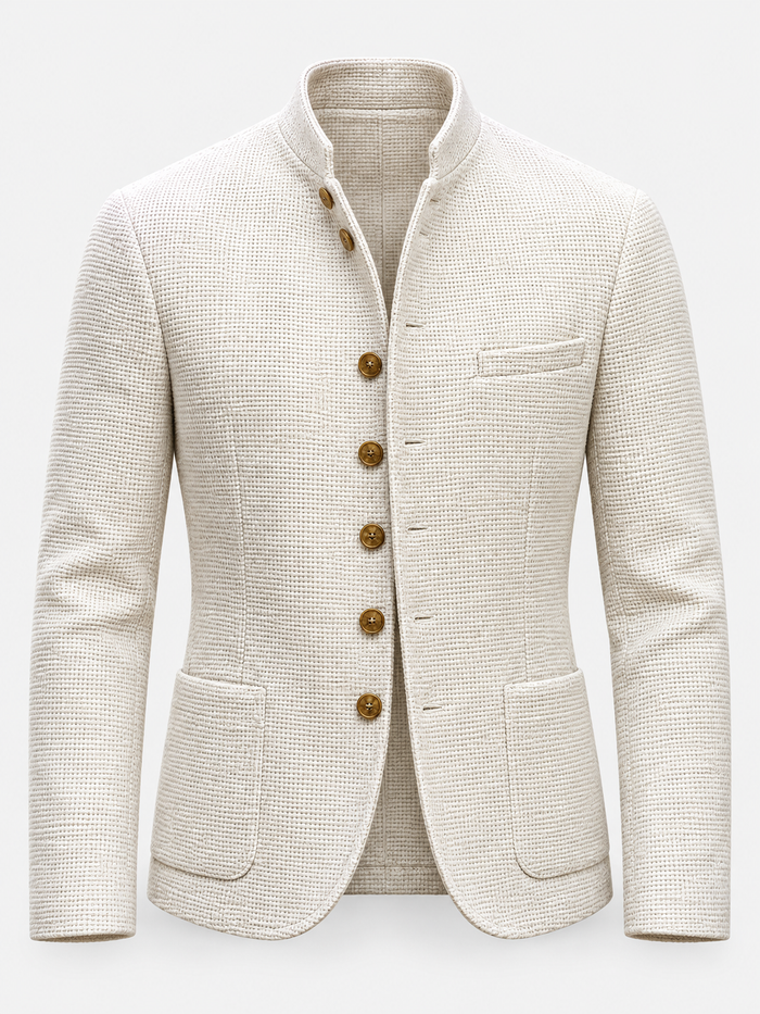 Men's White Refined Single Breasted Knit Cardigan