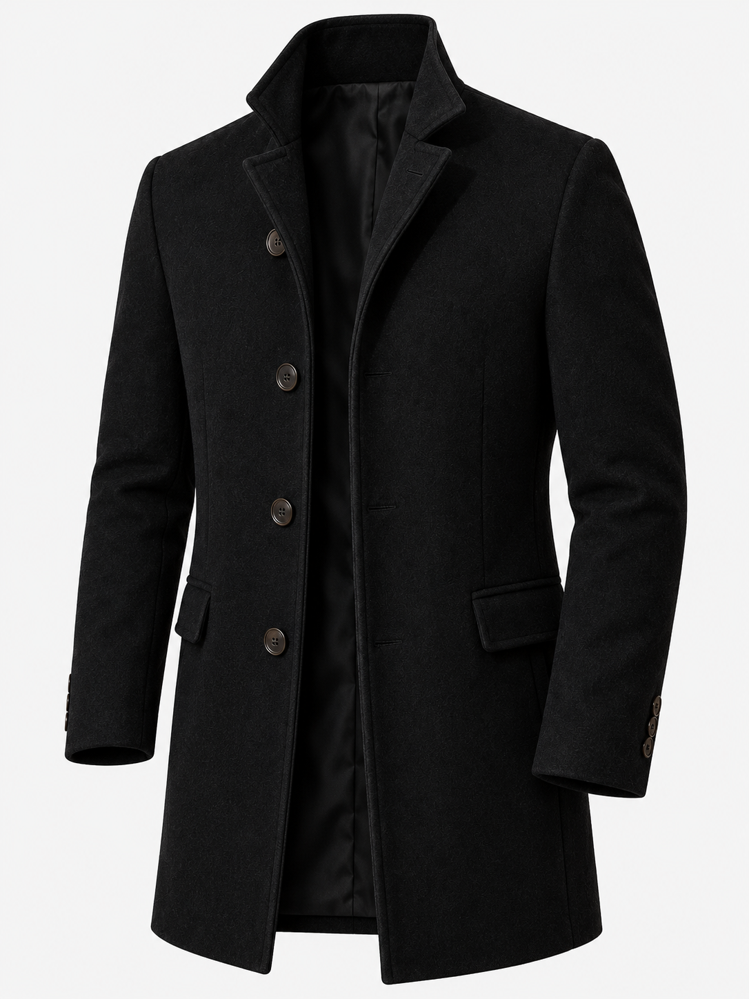 Men's Winter Tailored Stand Collar Coat - black product