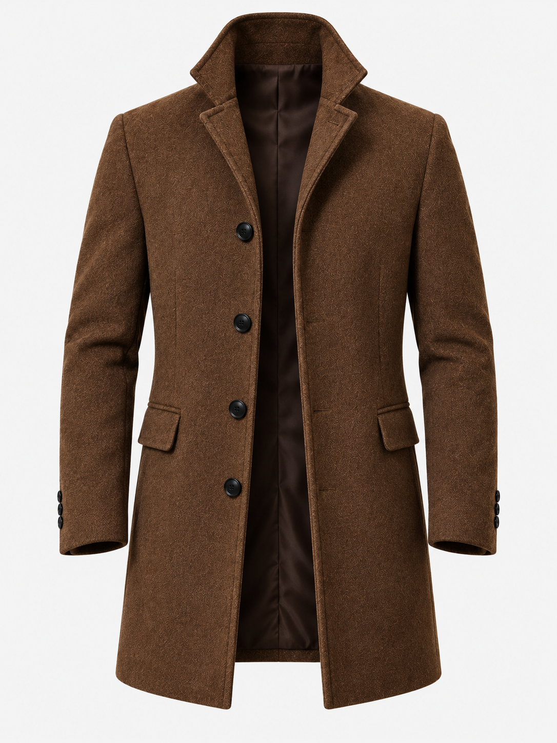 Men's Winter Tailored Stand Collar Coat - light brown product