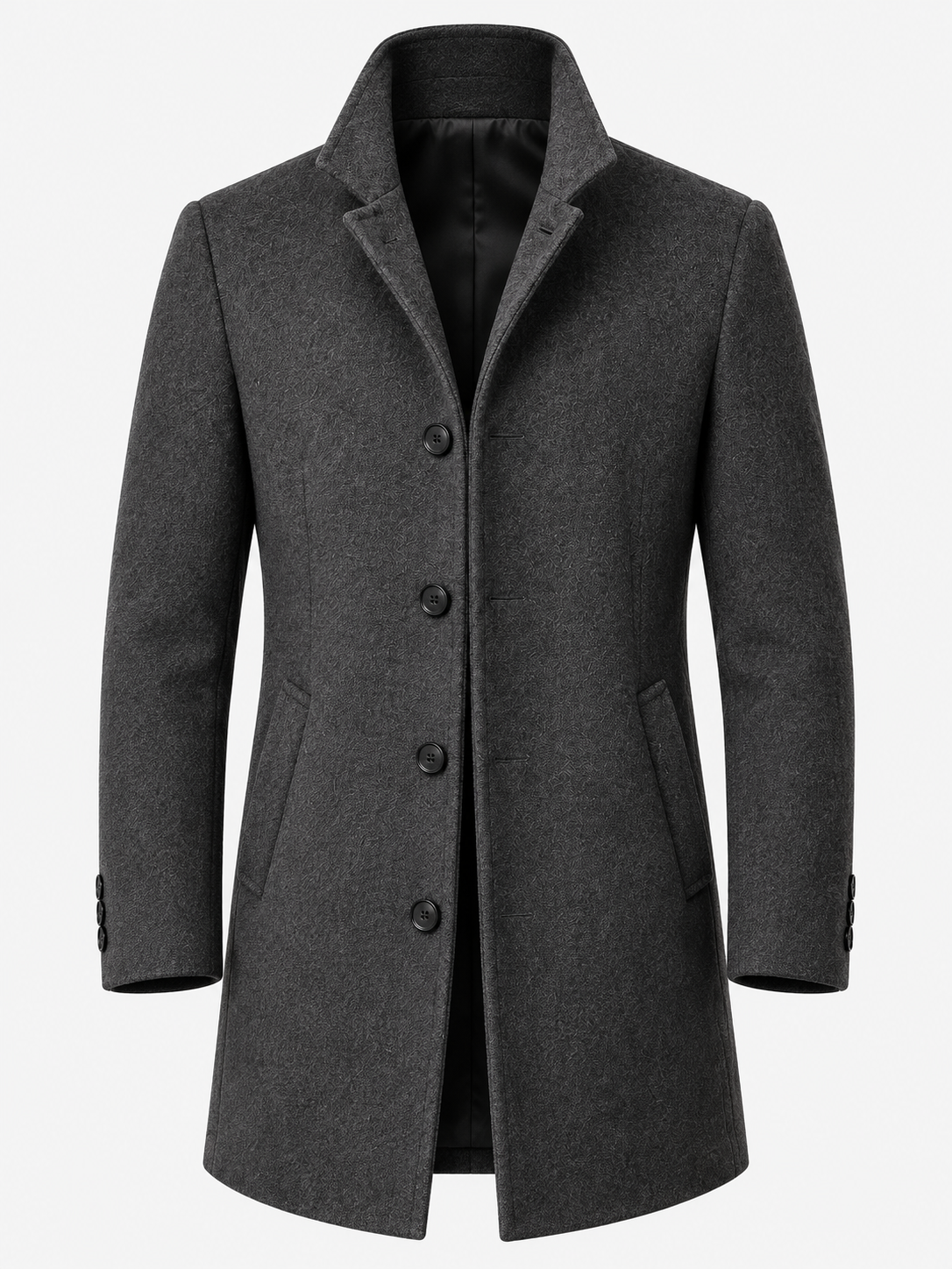 Men's Winter Tailored Stand Collar Coat - light grey product