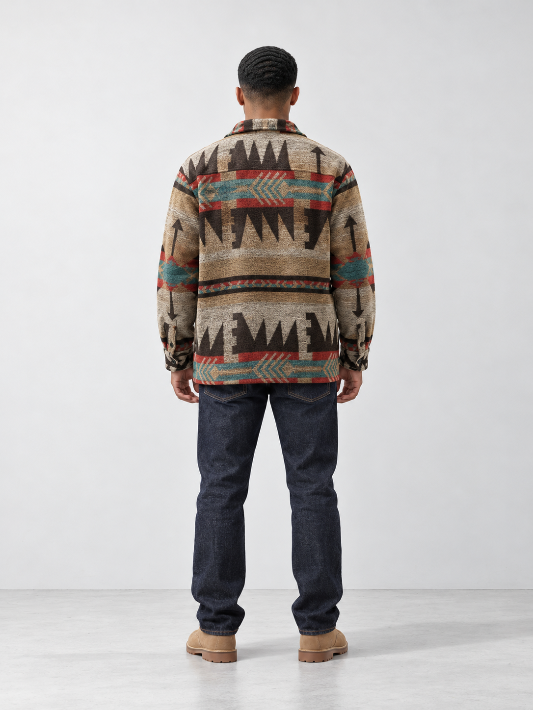 Men's Warm Textured Classic Jacket - dark brown back