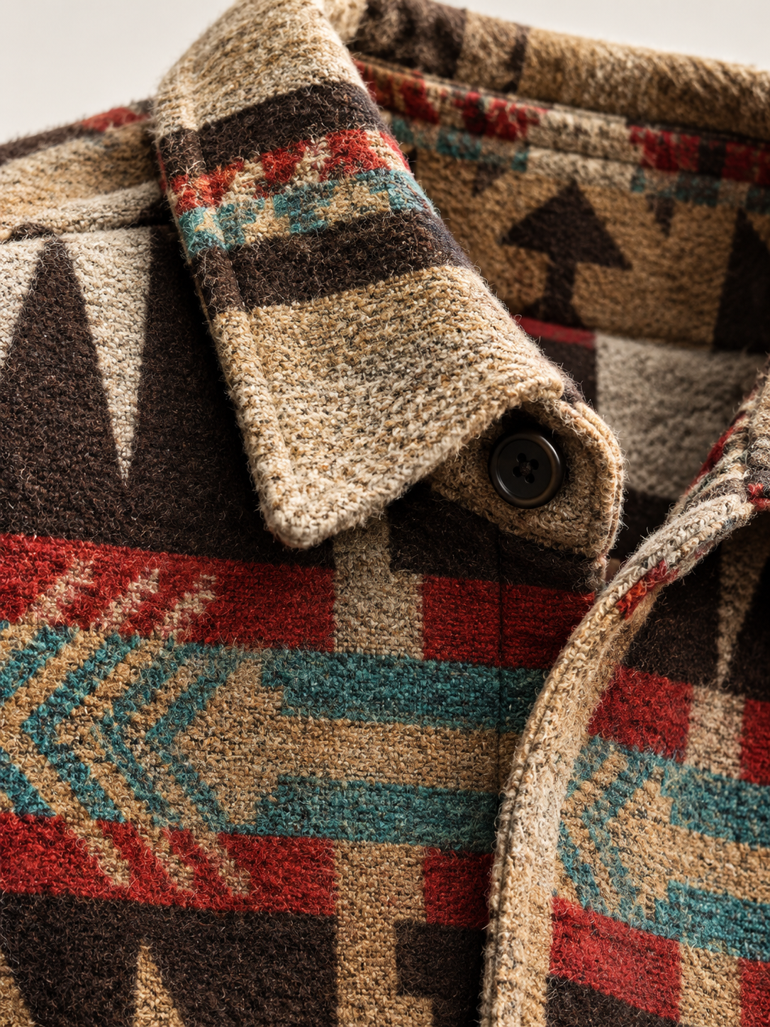 Men's Warm Textured Classic Jacket - dark brown detail