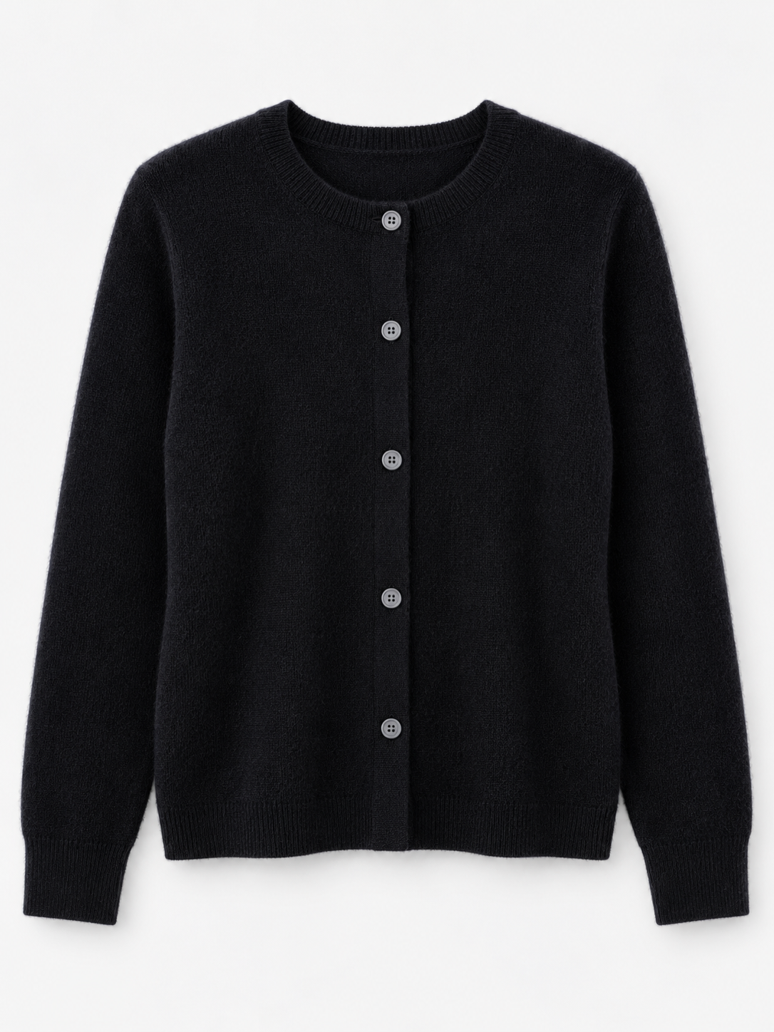 Women's Soft Knit Crew Neck Cardigan - black product