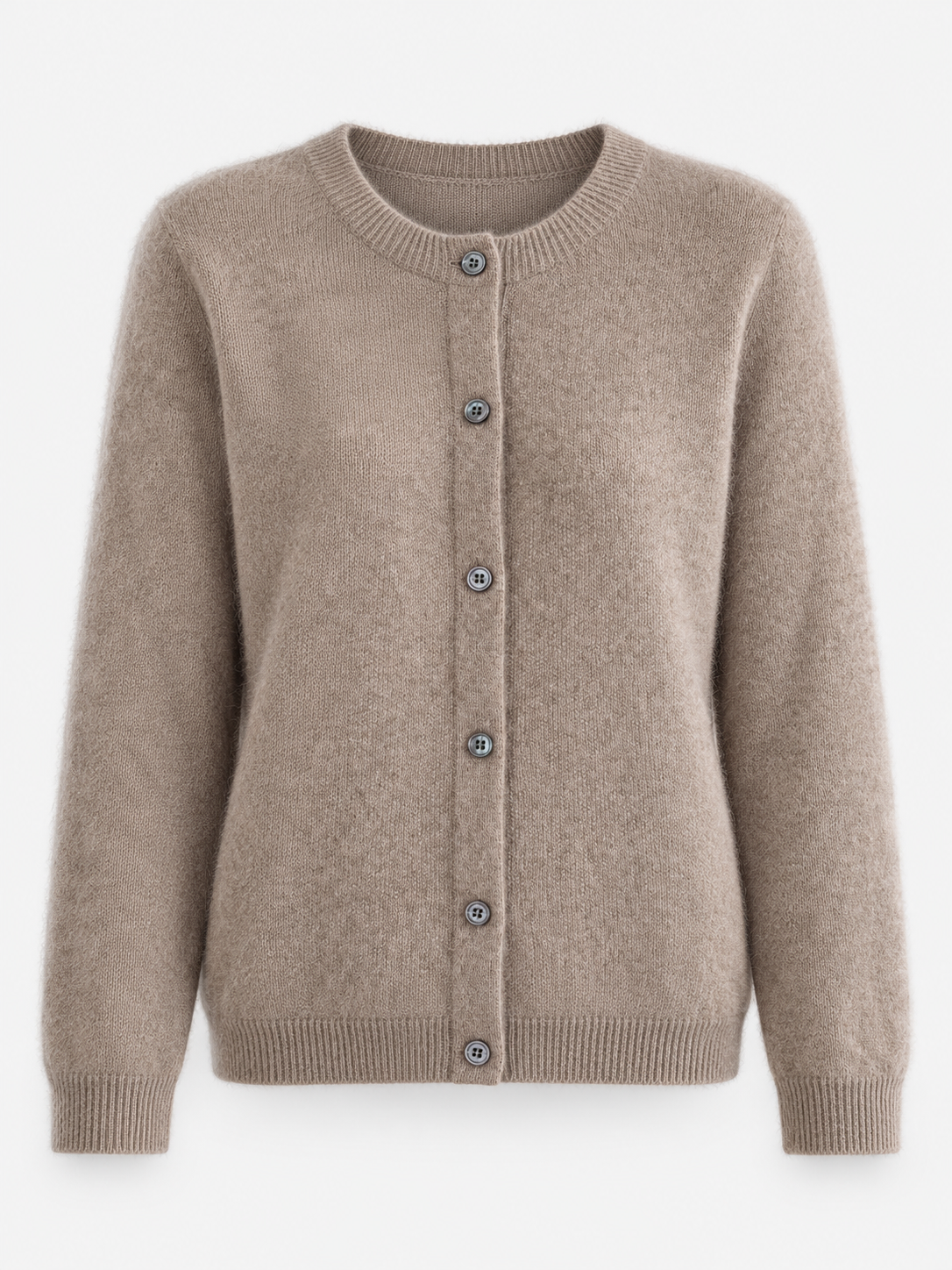 Women's Soft Knit Crew Neck Cardigan - brown product